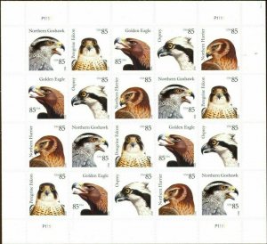 Birds of Prey Sheet of Twenty 85 Cent Postage Stamps Scott 4608-12