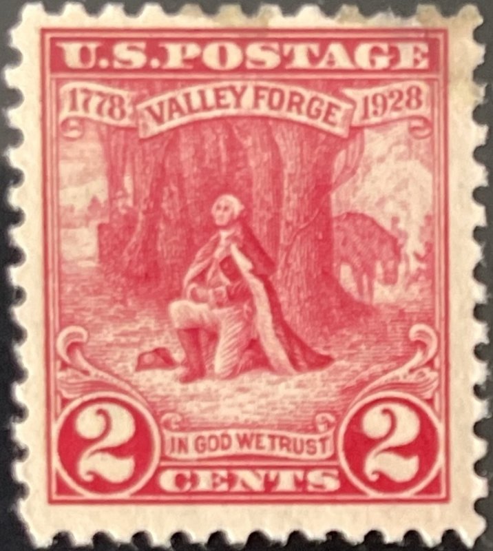 Scott #645 1928 2¢ Valley Forge unused flawed