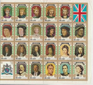 Umm Al Qiwain 1971 Kings + Queens Used Full Stamps Sheet FOLDED ref R 17516