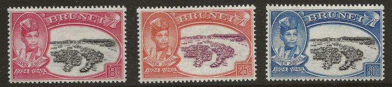 Brunei  (1949)  - Scott # 76 - 78,   MH