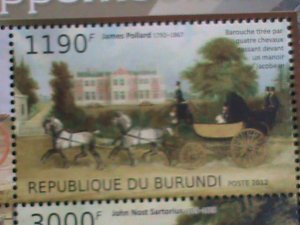 ​BURUNDI STAMP 2012 SC#1242 PAINTING OF HORSE & WAGONS MNH S/S SHEET