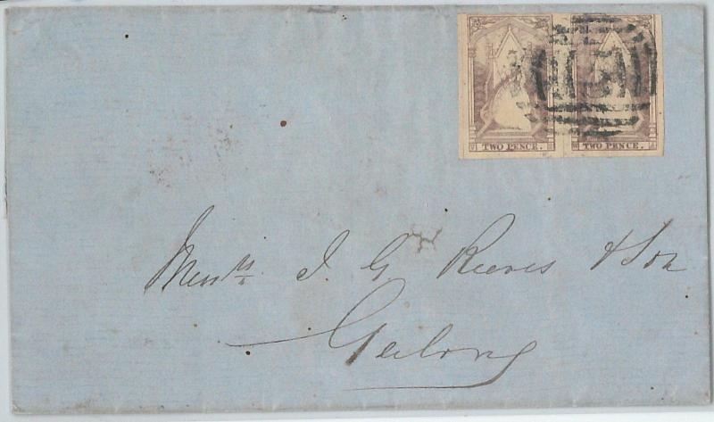 59449 -  VICTORIA  -  POSTAL HISTORY: QUEEN on THRONE  2 pence *2 on  COVER 1852