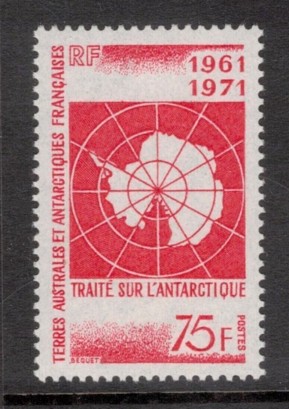 FRENCH ANTARCTIC 1971 Antarctic Treaty Anniversary; Scott 45, Yvert 39; MNH