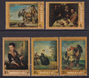 Russia 1972 Sc 4001-5 Murillo Velazquez Le Nain Watteau Delacroix Art Stamp CTO