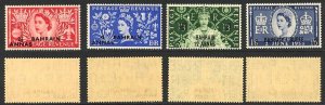 Bahrain SG90/93 1953 Coronation U/M (Brown gum)