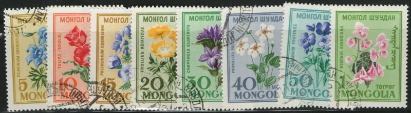 MONGOLIA CTO Scott # 195-202 Wild Flowers (8 Stamps)