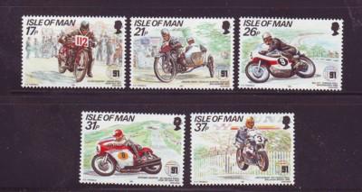 Isle of Man Sc 472-6 1991 Motorcycle stamp set mint NH