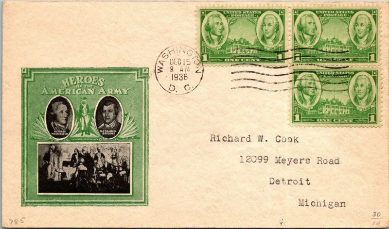 1936 Army Navy FDC - Washington & Greene on Cachet - Washington DC - F16975