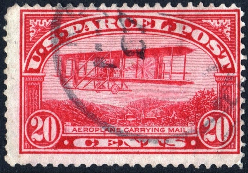 SC#Q8 20¢ Parcel Post: Airplane Carrying Mail (1913) Used