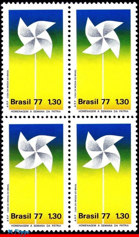 1526 BRAZIL 1977 NATIONAL WEEK, PINWHEEL TOYS, CHILDREN GAMES MI# 1618 BLOCK MNH