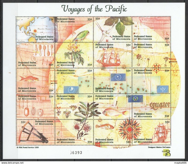 Micronesia Voyages Of The Pacific 1Kb ** Stamps Pk094