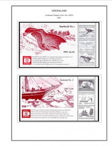 COLOR PRINTED GREENLAND 1905-2010 STAMP ALBUM PAGES (100 illustrated pages)