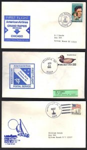 U.S. 1970-80's TEN FIRST FLIGHT COVERS DIFFERENT AIRLINES & TOWNS