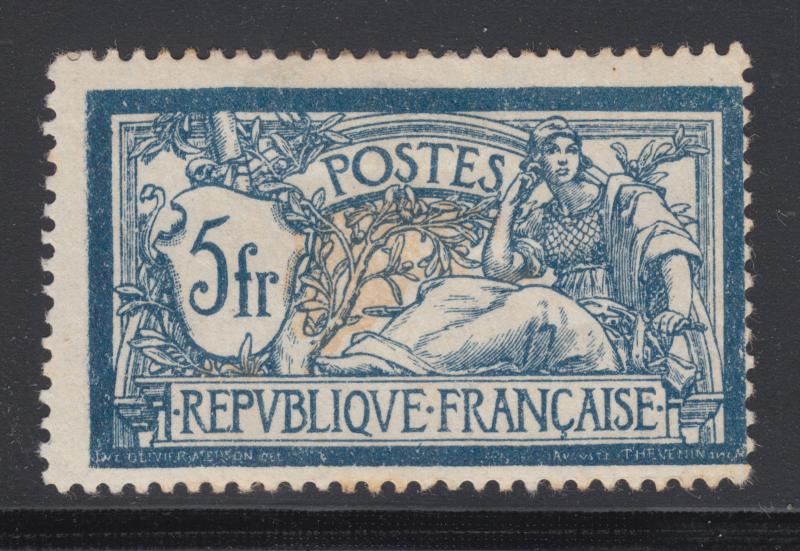 France Sc 130 MOG. 1900 5fr dark blue & buff Merson, gum thins