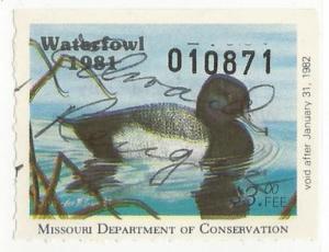 U.S. Scott #3 Missouri Duck Stamp - Used Single