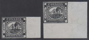 ARGENTINA BUENOS AIRES 1858 STEAMSHIP Sc 2 & 3 BLACK WMKD LIECHTENSTEIN REPRINTS 