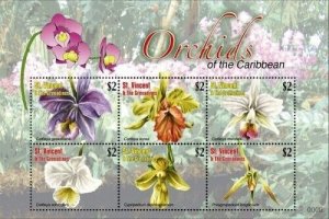 St. Vincent 2010 - SC# 3705 Caribbean Orchid Flowers - Sheet of 6 Stamps - MNH