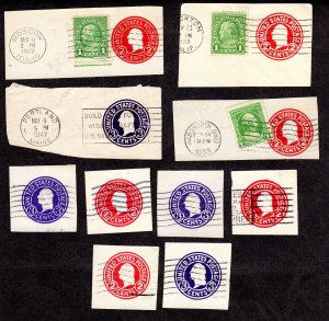 USA, Cut Squares, Lot of 10 used cut squares.  Lot 230811 -44