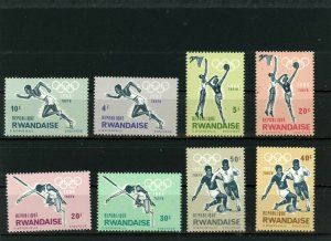 RWANDA 1964 Sc#76-83- SUMMER OLYMPIC GAMES TOKYO SET OF 8 STAMPS MNH