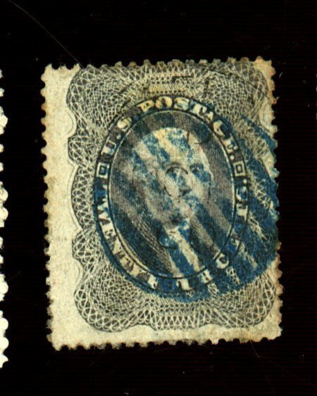 37 USED FINE BLUE CANCEL Cat $420