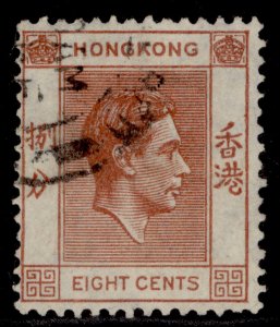 HONG KONG GVI SG144, 8c red-brown, FINE USED.