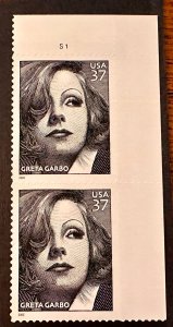 US # 2943 Greta Garbo pair w/plate # 37c 2005 Mint NH