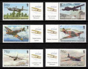 BIOT 2003 Powered Flight Centenary; Scott 266-72, SG 288-94; MNH