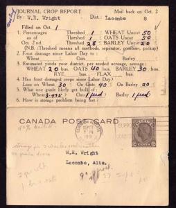 Canada # UX 71 Used post card with return attached & used