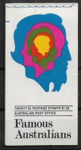 1970 Australia MI: MH46 Famous Australians complete 4 panes booklet