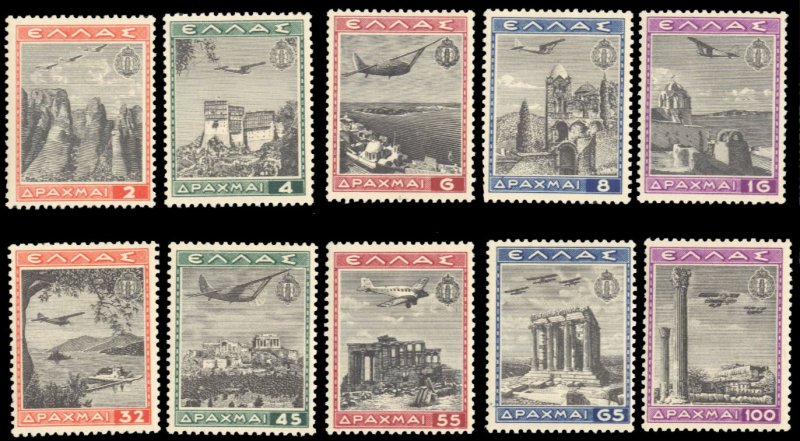 Greece #C38-47 Cat$305.35, 1940 Greek Youth Organization, complete set, hinged