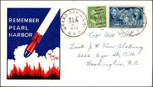 6 Sep 1942 WWII Patriotic Cover Remember Pearl Harbor Showing Bomb Sherman 6508