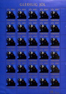 Faroe Island Denmark Christmas seals full MNH sheet 1983