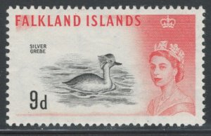 Falkland Islands 1960 Queen Elizabeth II & Silver Grebe 9p Scott # 136 MH