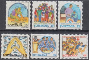 BOTSWANA Sc # 544-9 CPL SET MNH VARIOUS ORGANIZATIONS incl ROTARY, LIONS