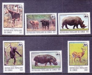 Congo PR 453-58 MNH 1978 Endangered Animals WWF World Wildlife Fund Set of 6