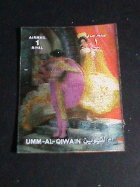 ​UMM-AL-QIWAIN 3D AIRMAIL STAMP-SPANISH TABLE DANCE-MNH- SPECIAL STAMP VF