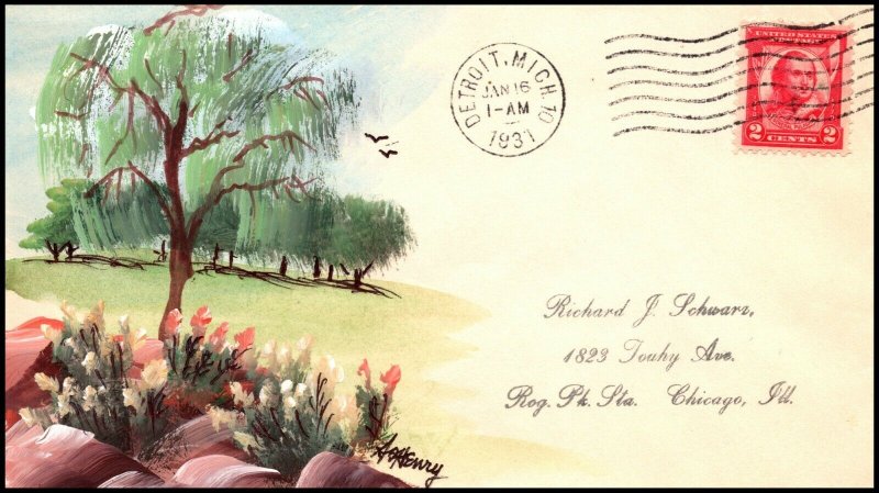 Scott 689 2 Cents Pulaski AO Henry Hand Painted FDC Planty