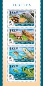 SOLOMON IS. - 2015 - Tortoises/Turtles - Perf 4v Sheet -Mint Never Hinged