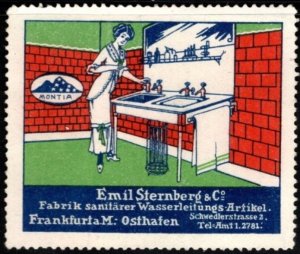 Vintage Germany Poster Stamp Emil Sternberg Factory Sanitary Water Pipe Items