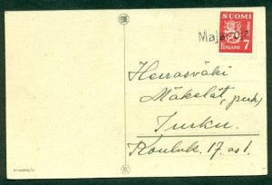 FINLAND 1920’s, Village cancel MAJANOJA ties 7mk on postcard, VF