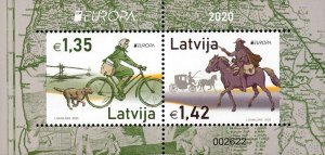 Latvia 2020 Europa CEPT Postal history numbered limited edition block MNH