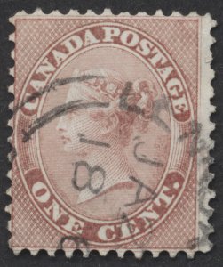 Canada #14 1c Victoria, Perf 12 Rose Shade F-VF Used Small Tear