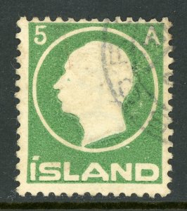 Iceland 1912 Frederik VIII 5a Green Scott # 92 VFU D16