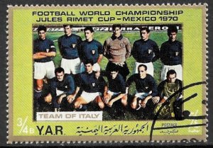 YEMEN ARAB REPUBLIC 1970 3/4b TEAM ITALY World Cup Soccer Mexico Mi.1148 Used