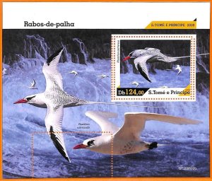 A6603 - SAO TOME & PRINCIPE, Error, 2020, MISSPERF SOUVENIR S: White tail Birds