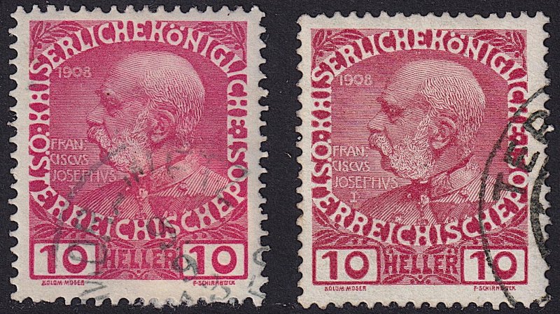 Austria - 1908 - Scott #115,115b - used - both paper types