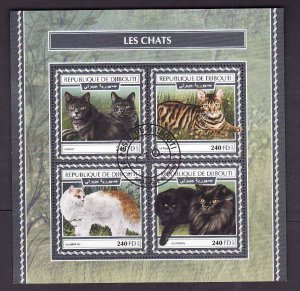 Djibouti-used sheet-Animals-Cats-Le Korat-2017-