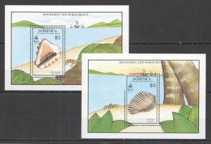 A0034 DOMINICA FAUNA MARINE LIFE SEASHELLS DISCOVERING NEW WORLD BEAUTY 2BL MNH