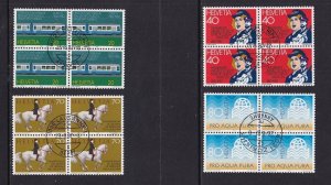 Switzerland   #729-732 cancelled 1982 promotional stamps in blocks of 4