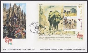 NEW ZEALAND 1998 ITALIA Stamp exhibition mini sheet FDC.....................X115